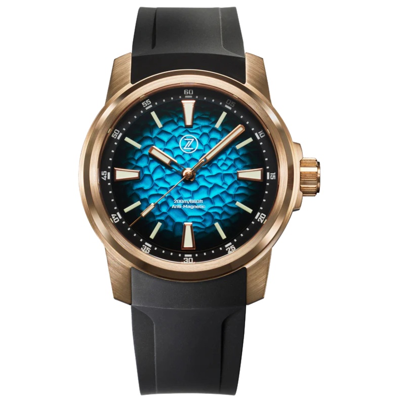 Zelos Aurora Field 42mm Bronze Hammered Teal