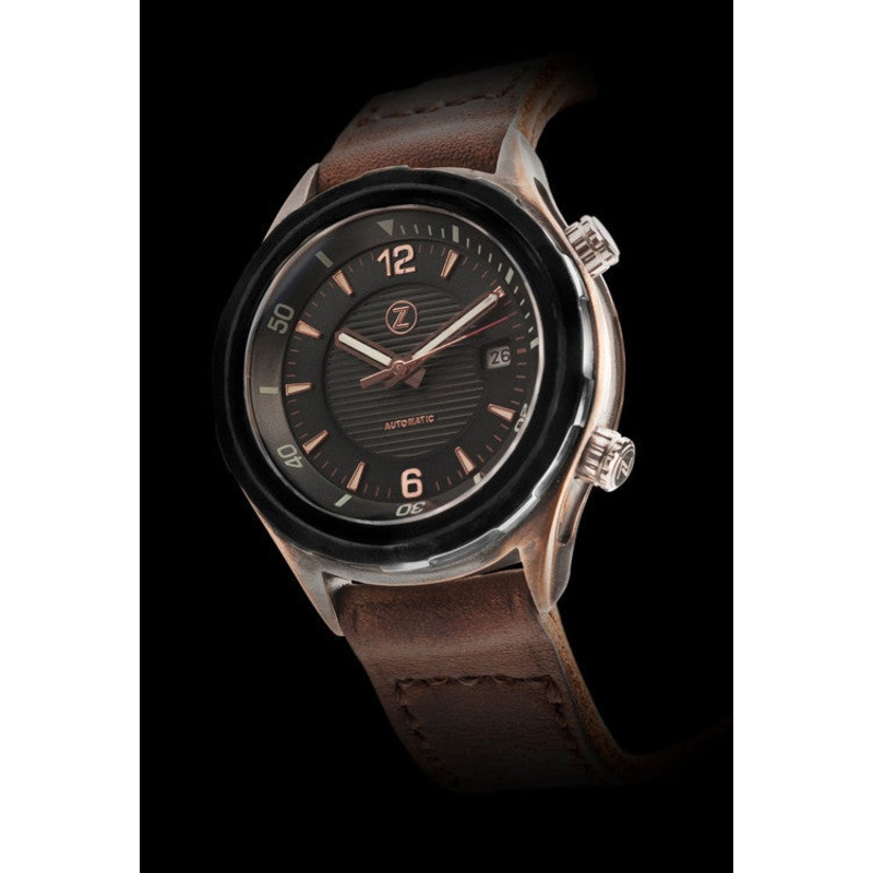 Zelos Helmsman Bronze DLC Bezel Black Dial
