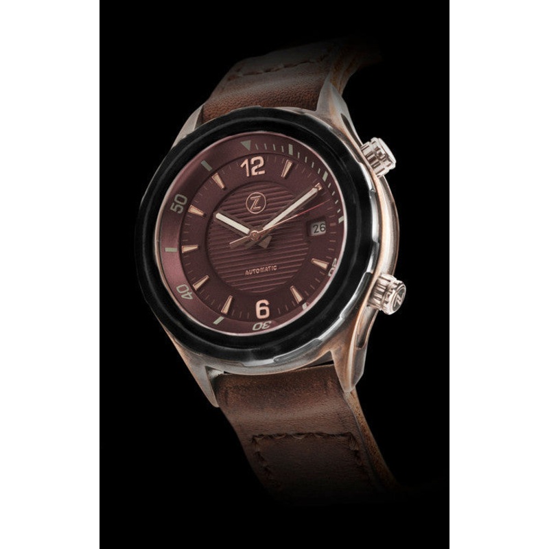Zelos Helmsman Bronze DLC Bezel Brown Dial