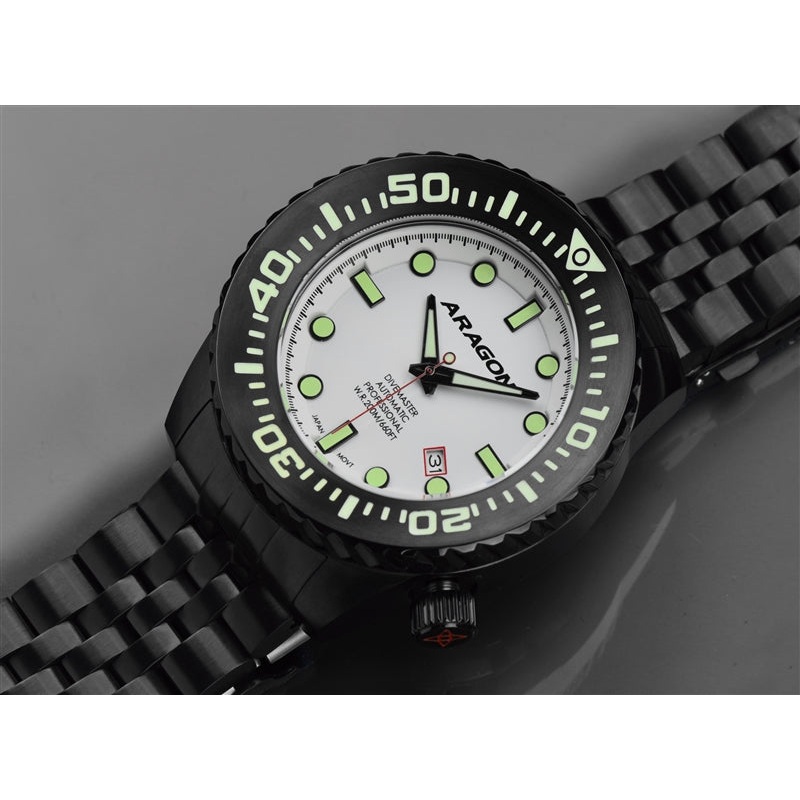 ARAGON Divemaster EVO IP Black 45mm Super Luminova Dial A263WHT
