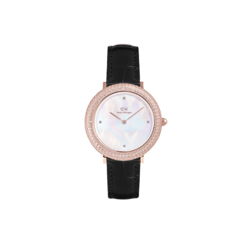Daniel Wellington Crystalline Bezel Black Croc Rose Gold White Dial Watch DW00100827