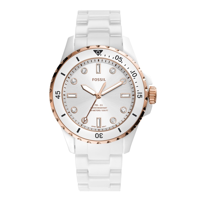 Fossil Three-Hand FB-01 White Ceramic Womens Watch CE1107
