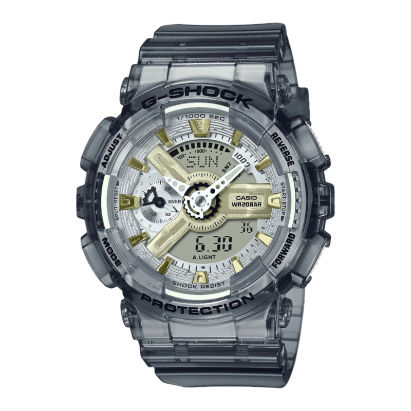 G-Shock Analog Digital Grey Dial Transparent Resin Band Watch GMAS110GS-8A