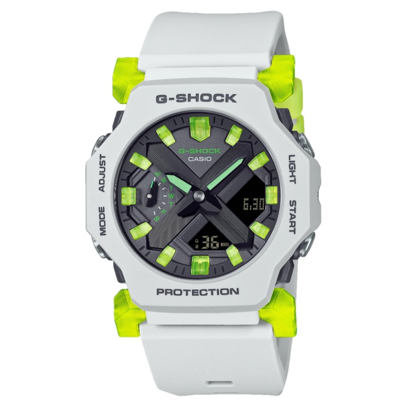 G-Shock Digital Analog Grey Dial White-Green Resin Band Watch GA2300MW-8A