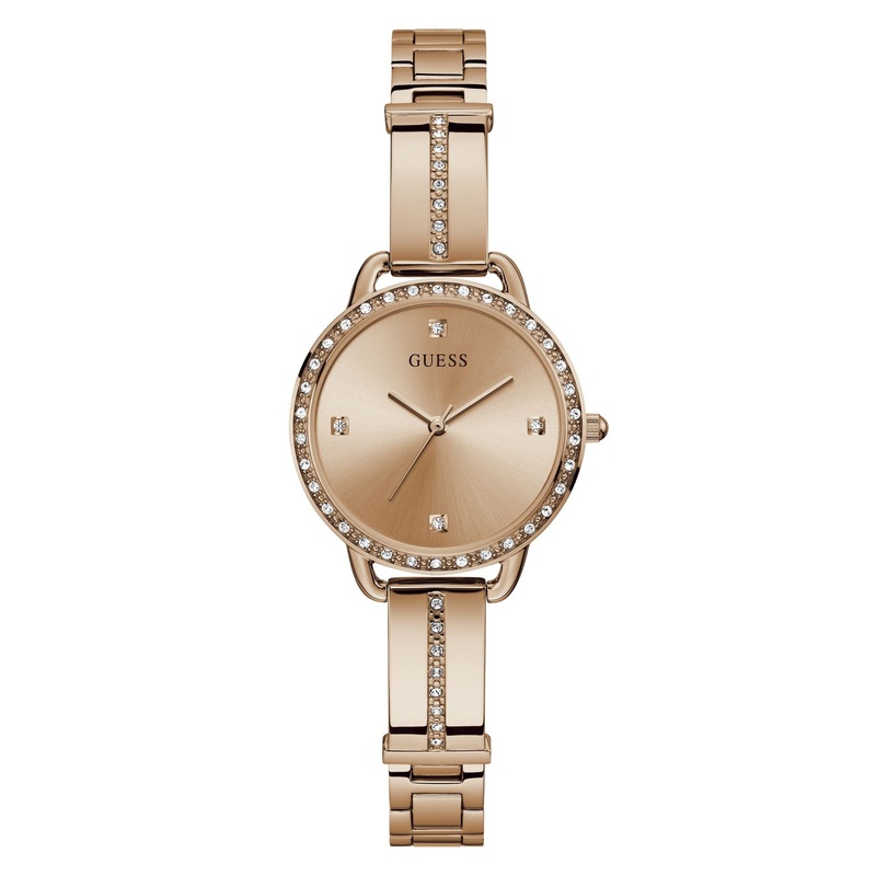 GUESS Ladies Rose Gold Tone Analog Watch GW0022L3