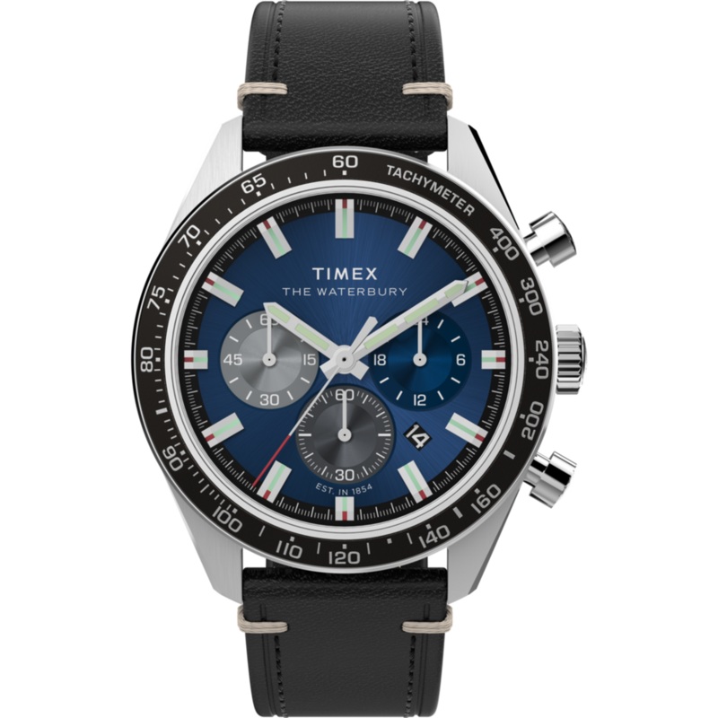 Timex Waterbury Chronograph Leather Strap Watch TW2Y18600