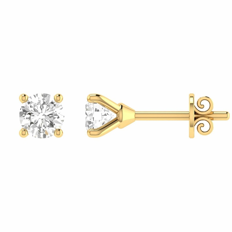Diamond Stud Earrings With 0.08ct Diamonds In 9K Yellow Gold