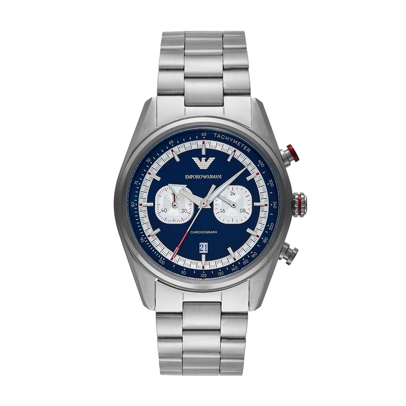 Emporio Armani Chronograph Blue Dial Stainless Steel Watch AR11676