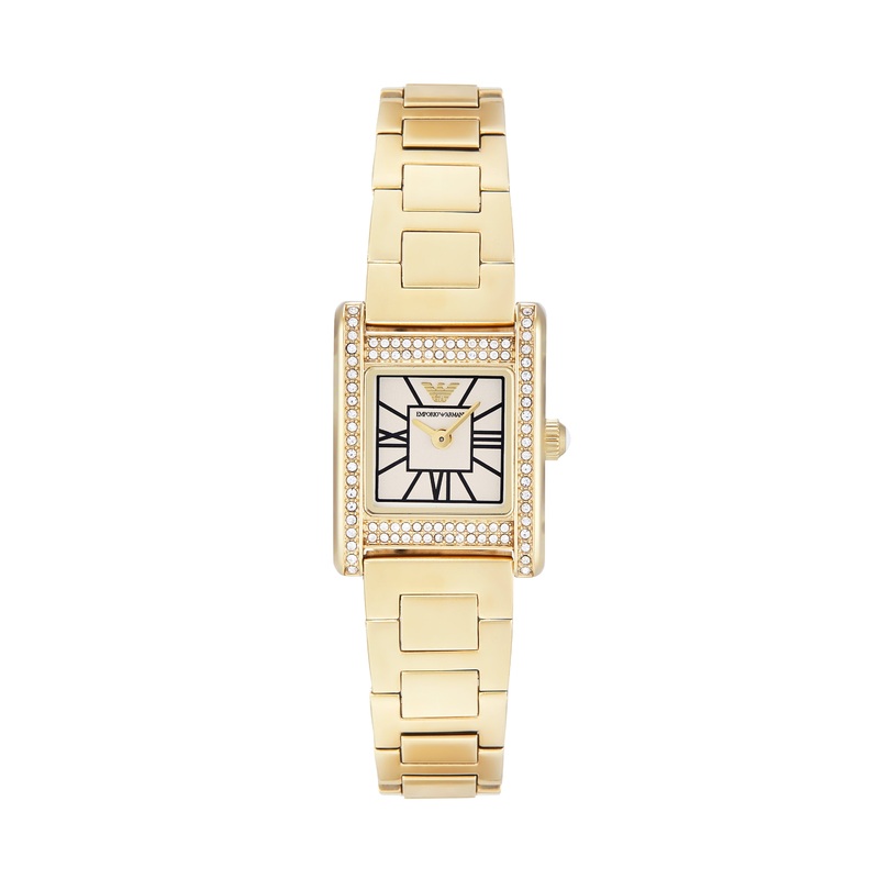 Emporio Armani Two-Hand Mother of Pearl Dial Gold Stainless Steel Watch AR11663