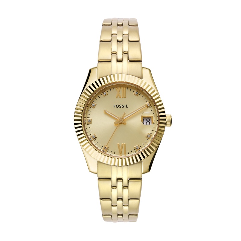 Fossil Scarlette Three-Hand Gold Dial Gold Stainless Steel Watch ES5338