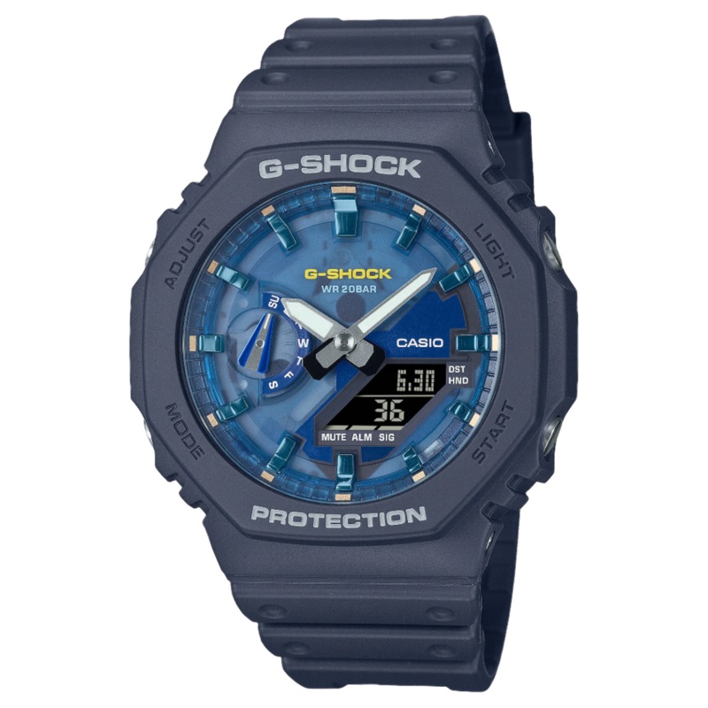 G-Shock Analog Digital 2100 Series Blue Dial Navy Blue Resin Band Watch GA2100AS-2A