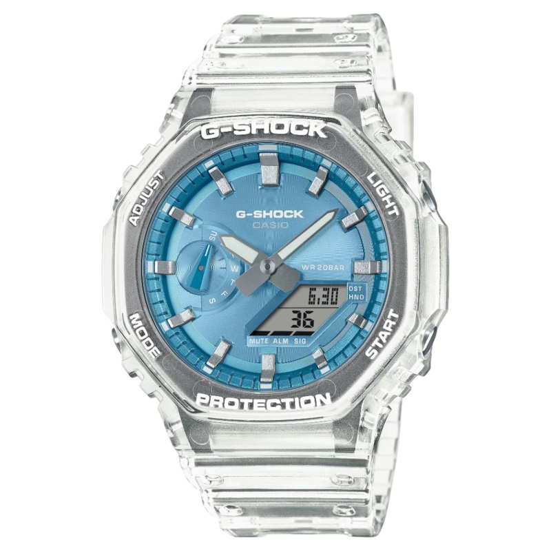 G-Shock Analog Digital Blue Dial Transparent Resin Band GA2100BM-7A2
