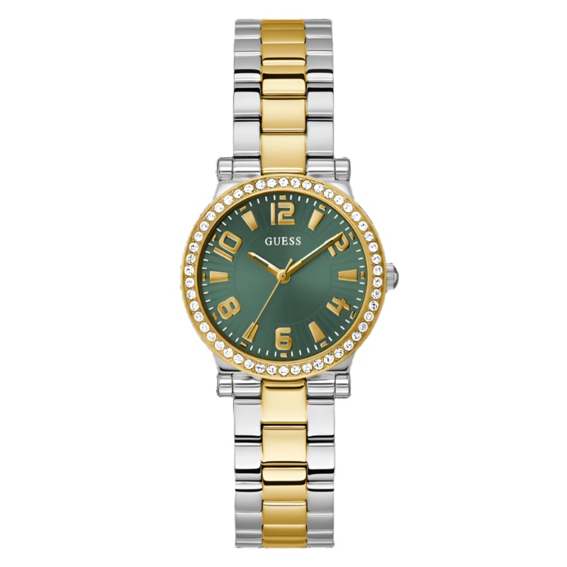 Guess Fawn G2T Green Dial Two Tone Analog Watch GW0686L2