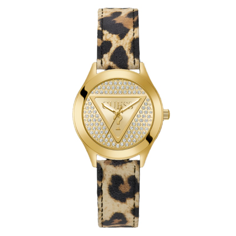 Guess Glitz Plaque Gold Tone Analog Watch GW0745L2