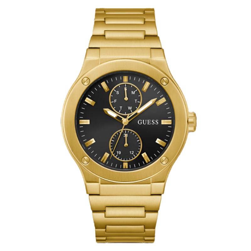 Guess Jet Black Dial Gold Bracelet Multi-function GW0795G4