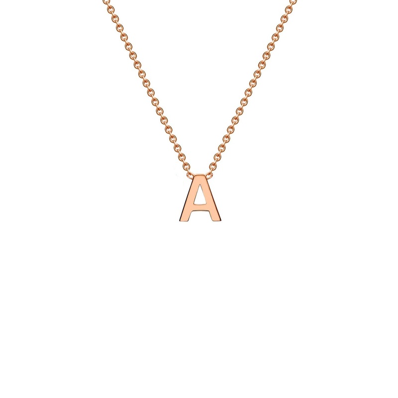 9K Rose Gold 'A' Initial Adjustable Letter Necklace 38/43cm