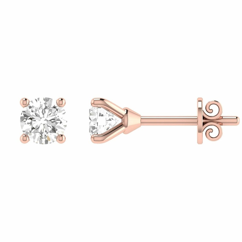 Diamond Stud Earrings With 0.08ct Diamonds In 9K Rose Gold