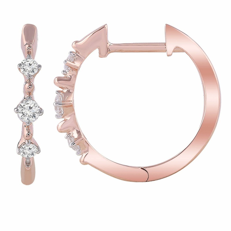 Hoop Earrings With 0.15ct Diamonds In 9K Rose Gold
