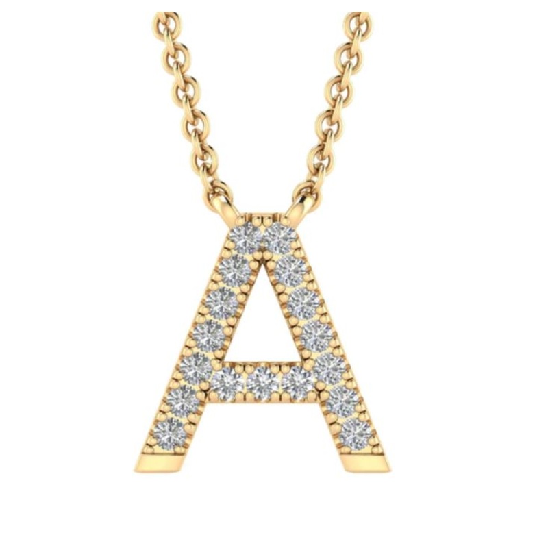 Initial Necklace With 0.06ct Diamonds In 9K Yellow Gold