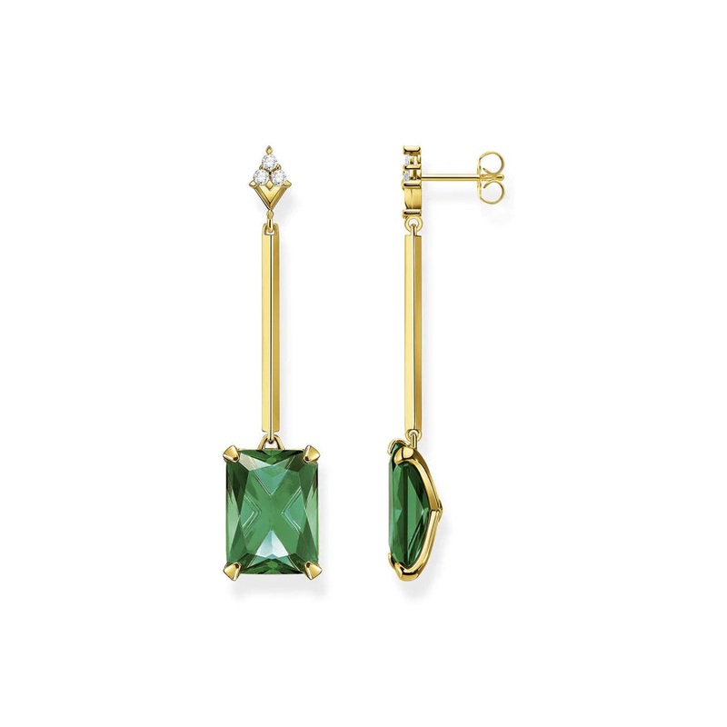 Thomas Sabo Earring Green Stone Gold TH2176GY