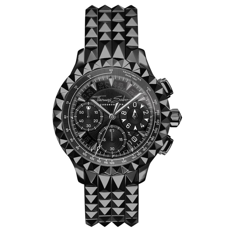 Thomas Sabo Pyramid Black Dial Black Strap Mens Watch