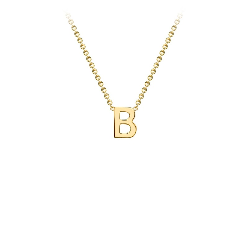 9K Yellow Gold Letter Initial Adjustable Necklace 38cm+5cm