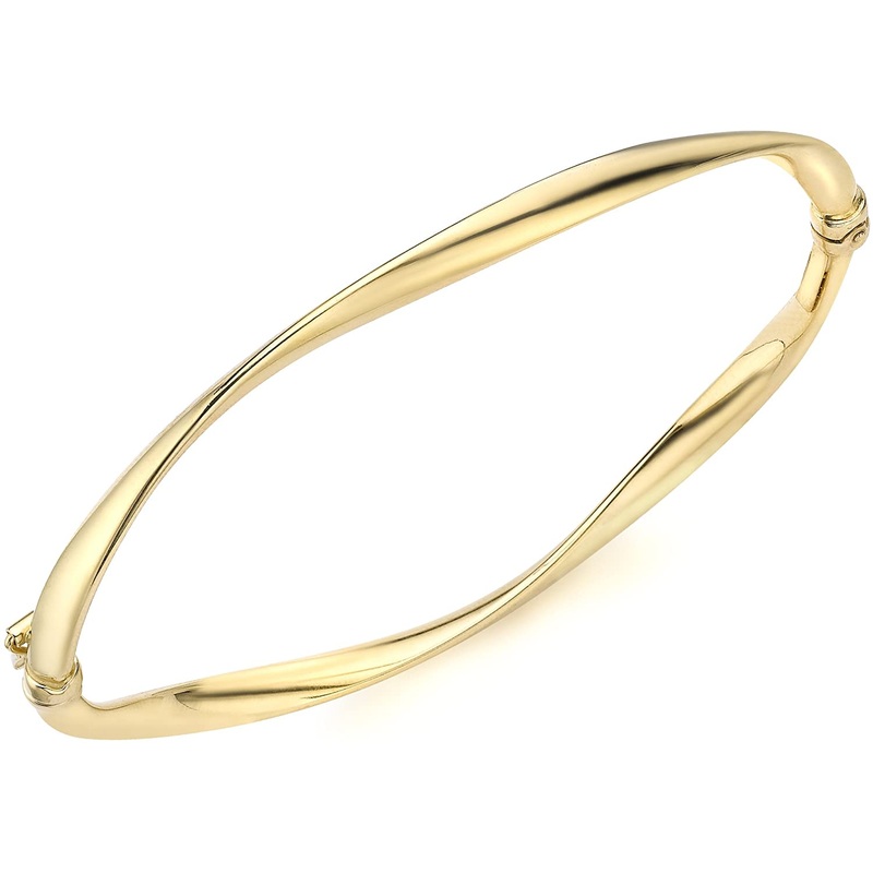 9K Yellow Gold Organic Twist Bangle 60cm