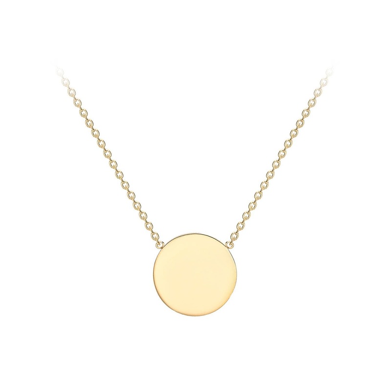 9K Yellow Gold Solid Disc Necklace 41+2cm