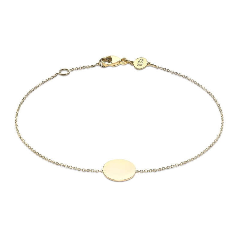 9K Yellow Gold Solid Mini Disc Adjustable Bracelet 18cm+1cm