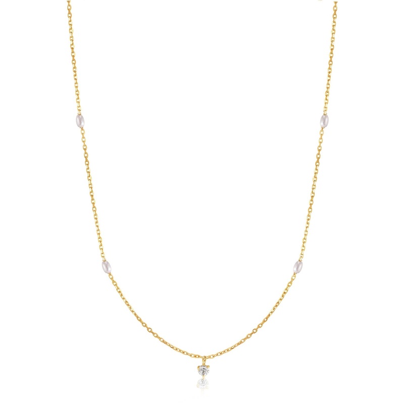 Ania Haie 14kt Gold Pearl and White Sapphire Necklace