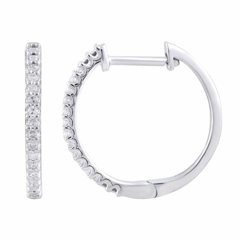 Hoop Earrings With 0.08Ct Diamond In 9K Yellow and White Gold