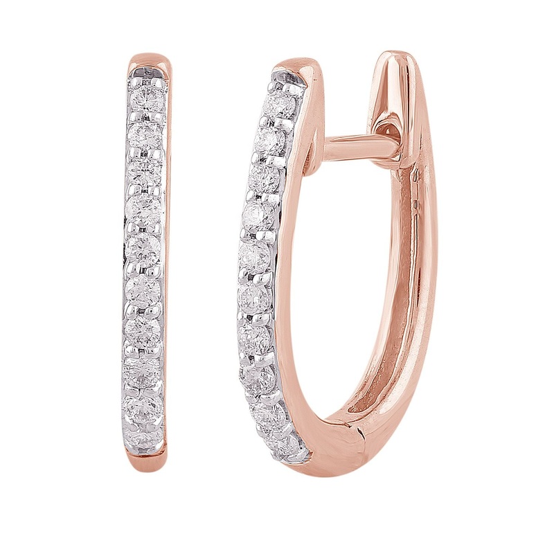 Huggie Earrings with 0.15ct Diamonds in 9K