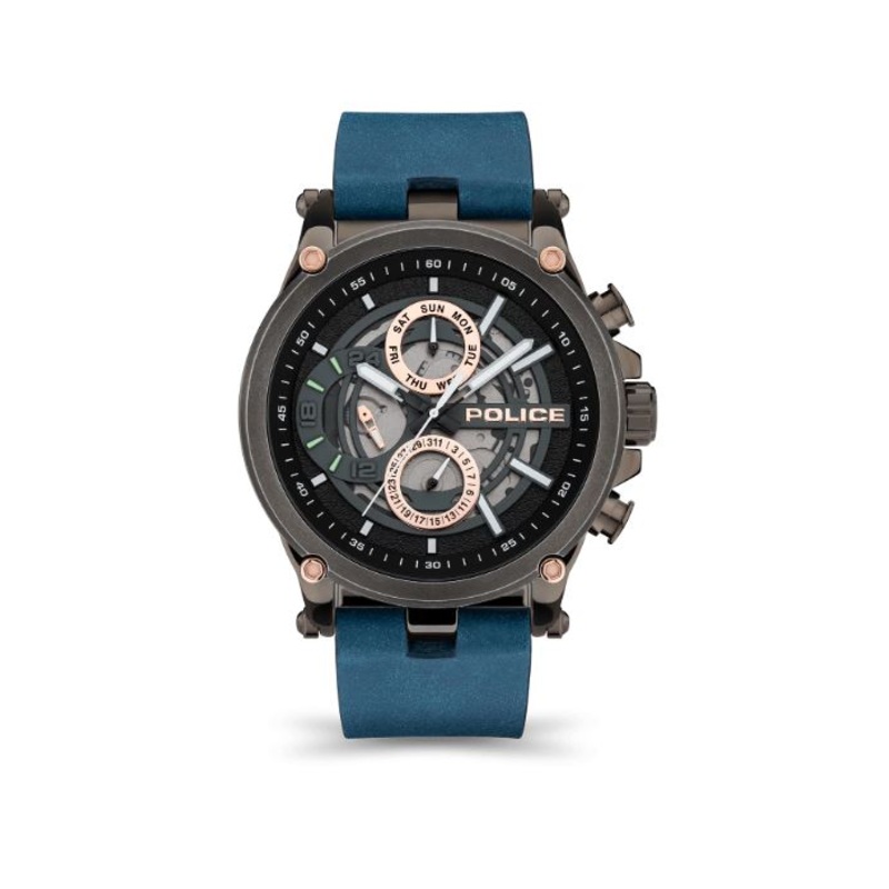 Police Taman Blue Leather Strap Watch PEWJF2108602