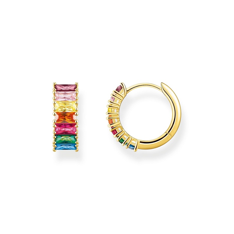 THOMAS SABO Hoop earrings colourful stones pav gold