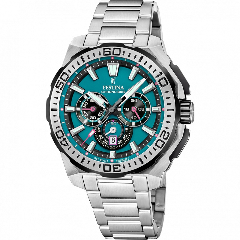 Festina Chrono Bike Blue Dial Stainless Steel Strap Watch f20724/6