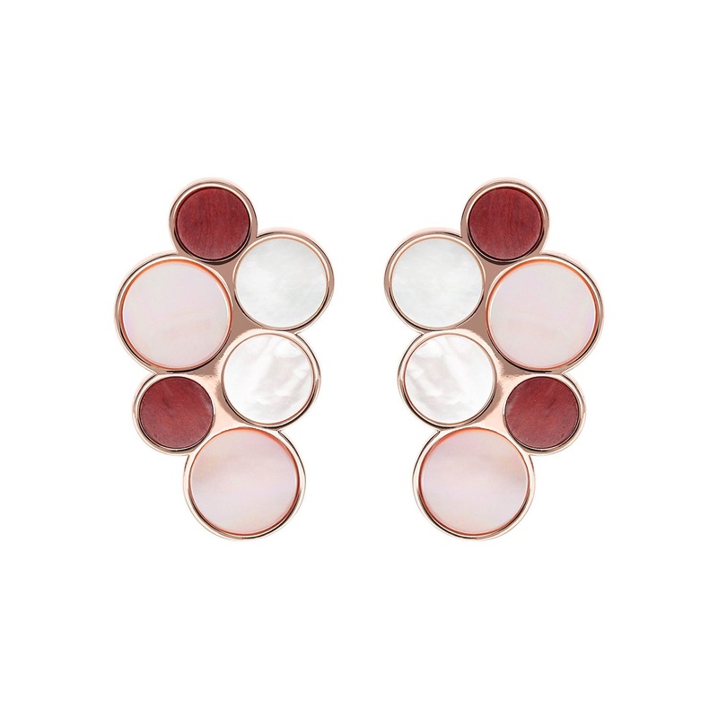 Bronzallure Alba Red Fossil Mop Flat Earrings