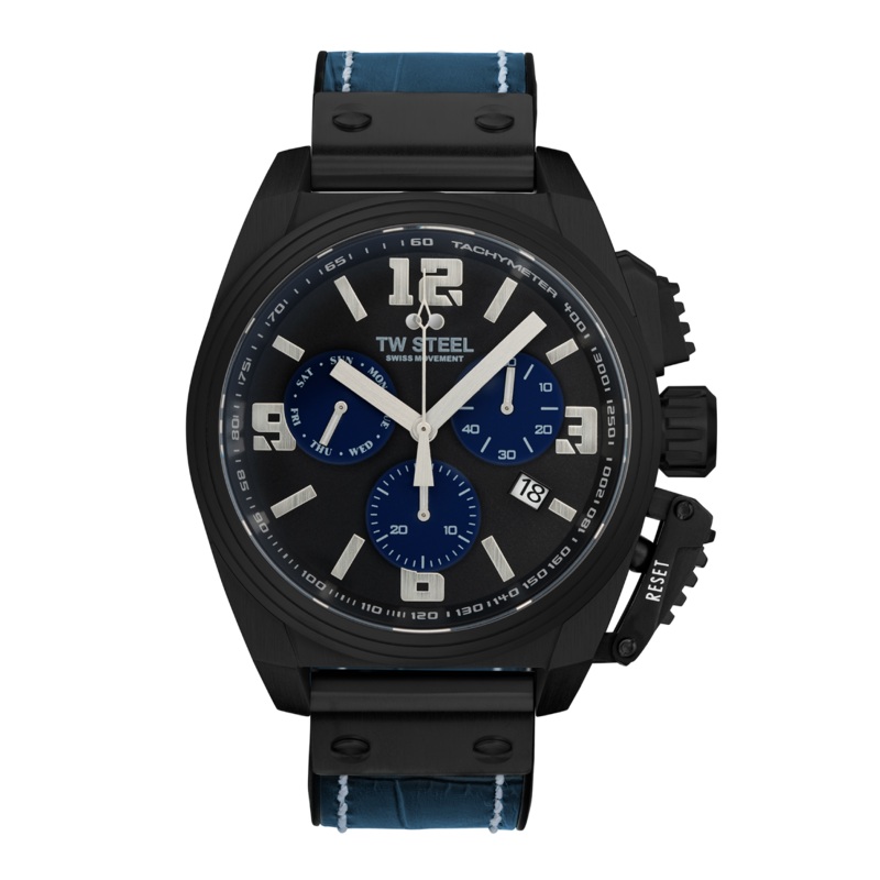 TW Steel Canteen 46MM Chronograph Blue Dial Mens Watch TW1117