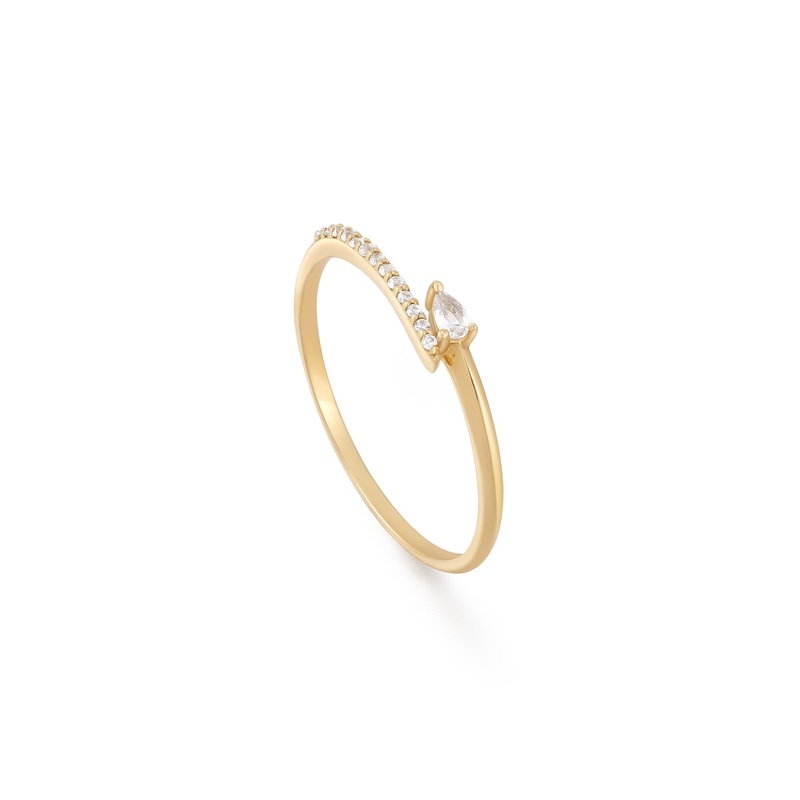 Ania Haie's Exquisite 14kt Gold White Sapphire Embellished Wrap Ring