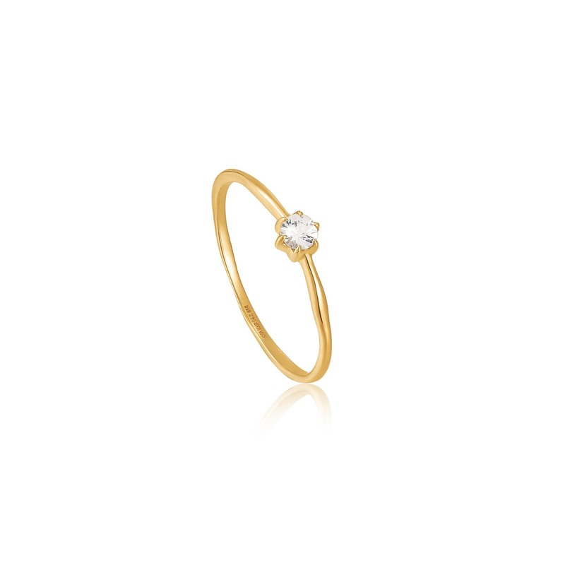 Ania Haie's Luxurious 14kt Gold Band Ring with Pristine White Sapphire