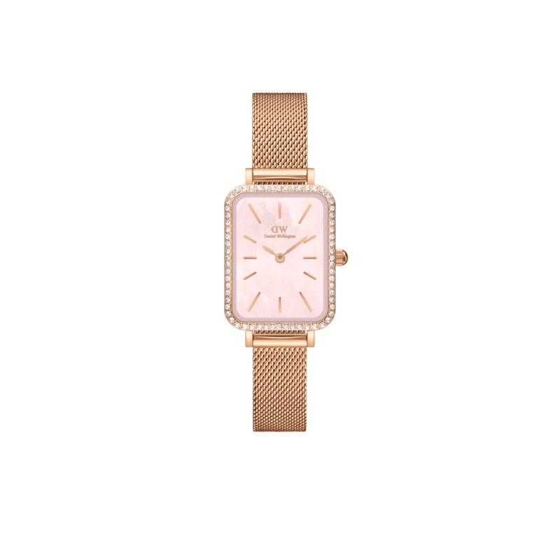 Daniel Wellington Quadro 20X26 Bezel Mesh Pink MOP Watch DW00100669