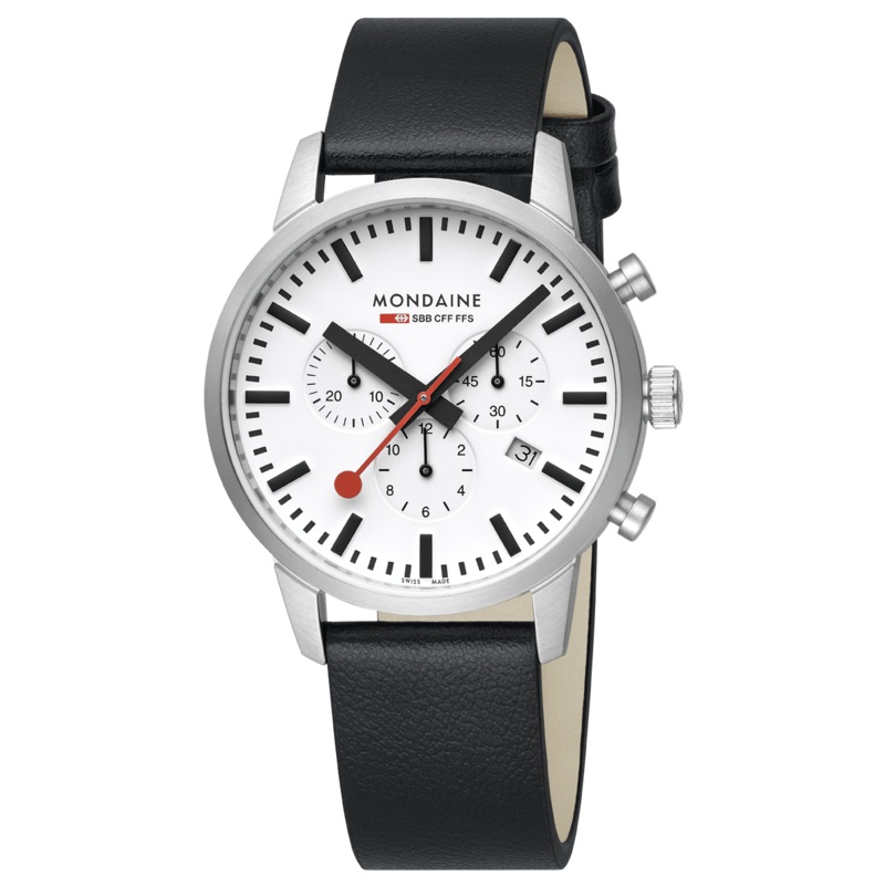 Mondaine Neo Black Vegan Grape Leather 41 MM Watch MSD.41411.LBV
