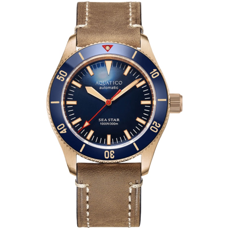 Aquatico Bronze Sea Star Blue Ceramic Bezel No Date