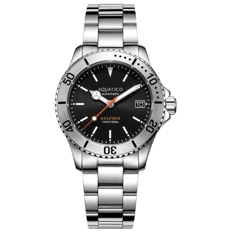 Aquatico Dolphin 39mm Automatic Dive Watch Black