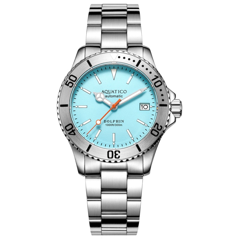 Aquatico Dolphin 39mm Automatic Dive Watch Bright Blue