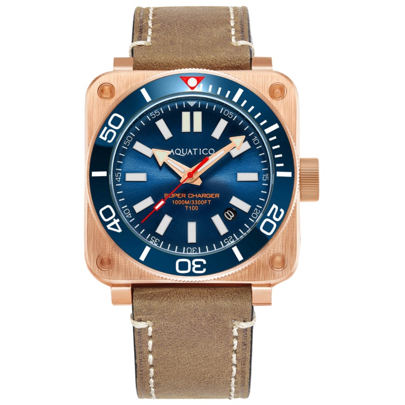 Aquatico Super Charger Bronze Blue Ceramic Bezel