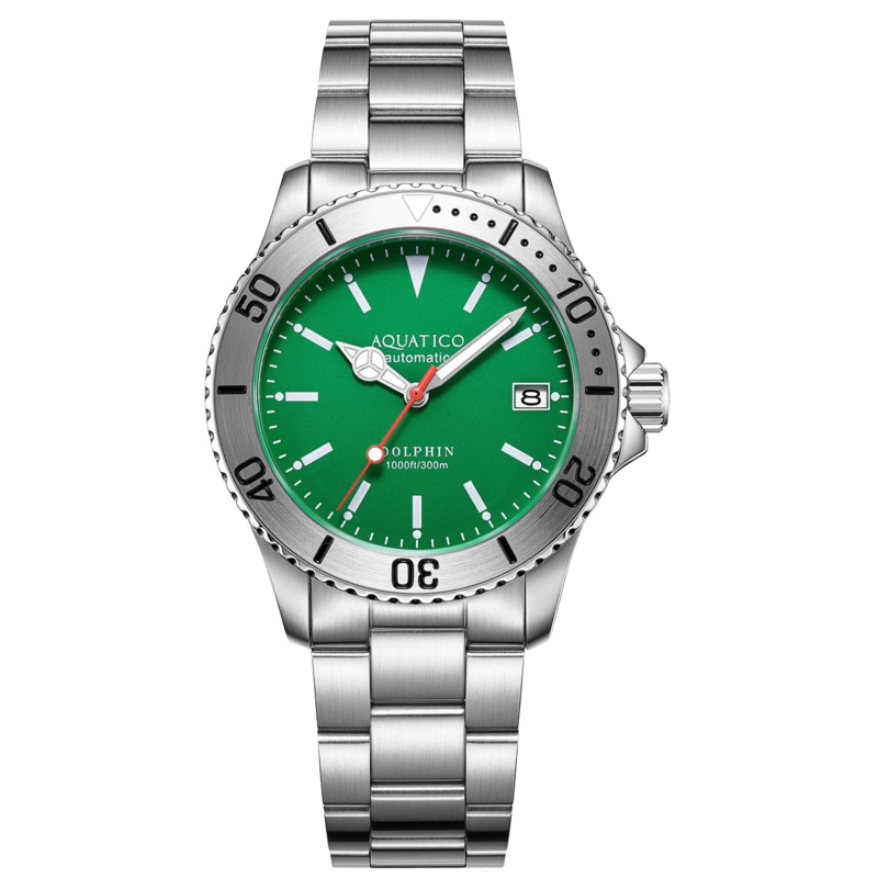 Aquatico Dolphin 39mm Automatic Dive Watch Green