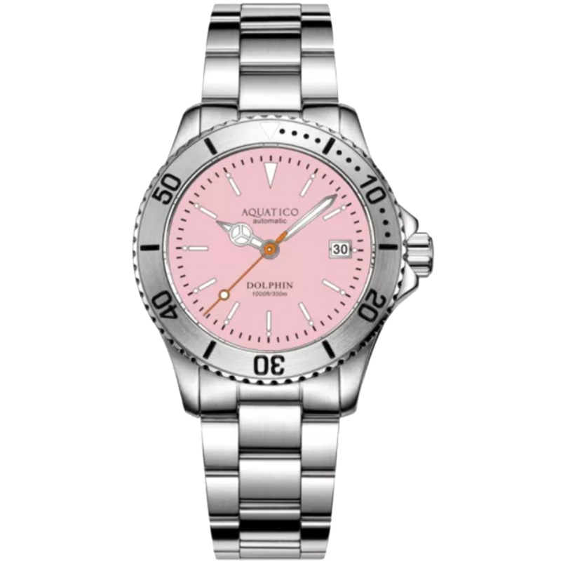Aquatico Dolphin 39mm Automatic Dive Watch Pink