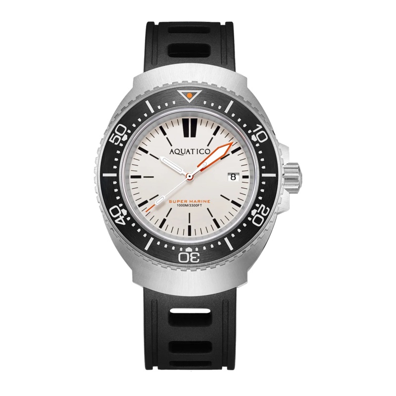 Aquatico Super Marine White Dial Black Bezel PT5000