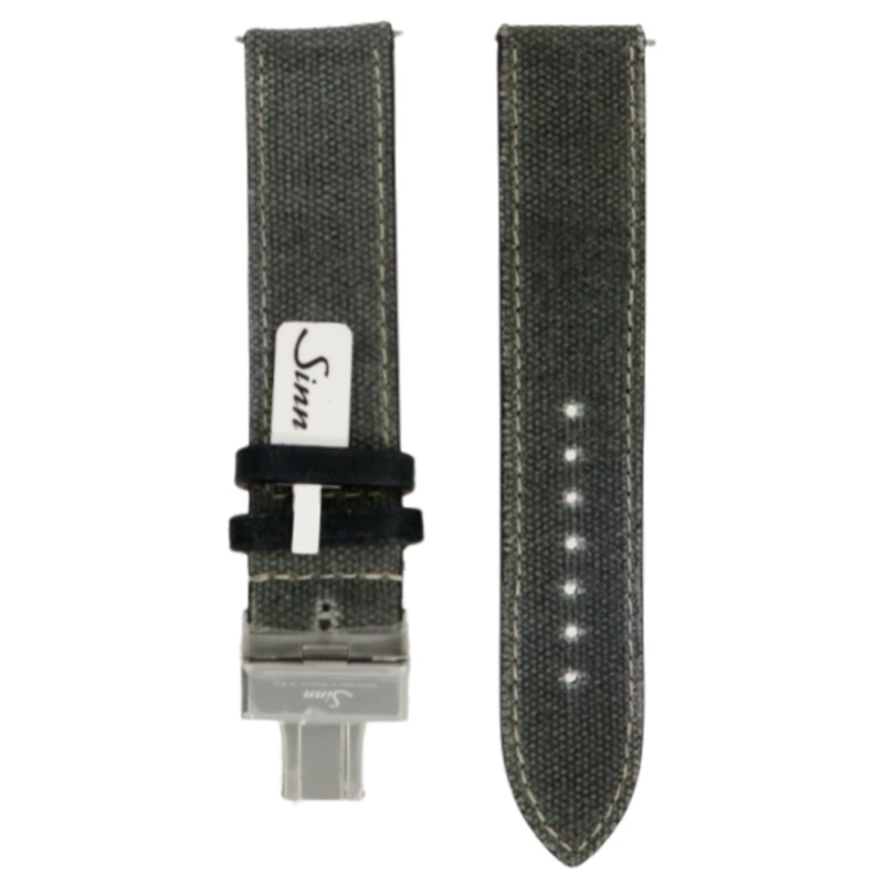 Sinn Canvas Leather Grey Strap 20mm Brushed Deployant