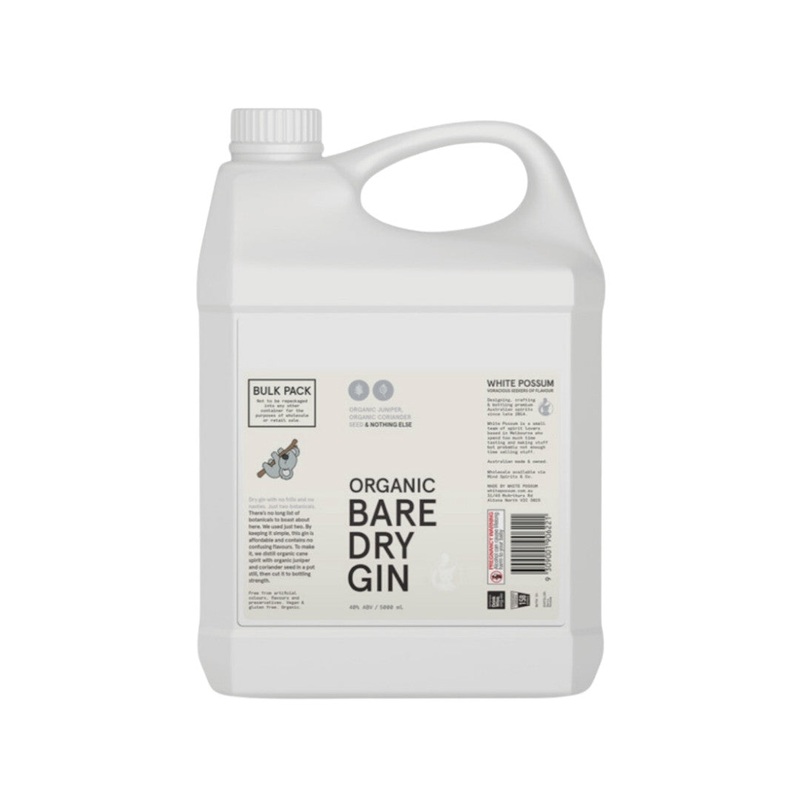 White Possum Organic Bare Dry Gin 5ltr (ABV 40%)